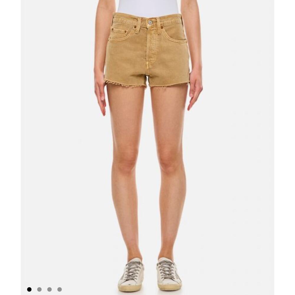 Levi's 501 XX Original Fit High-Rise Shorts Size 34 Gold Yellow Raw Hem 5-Pocket